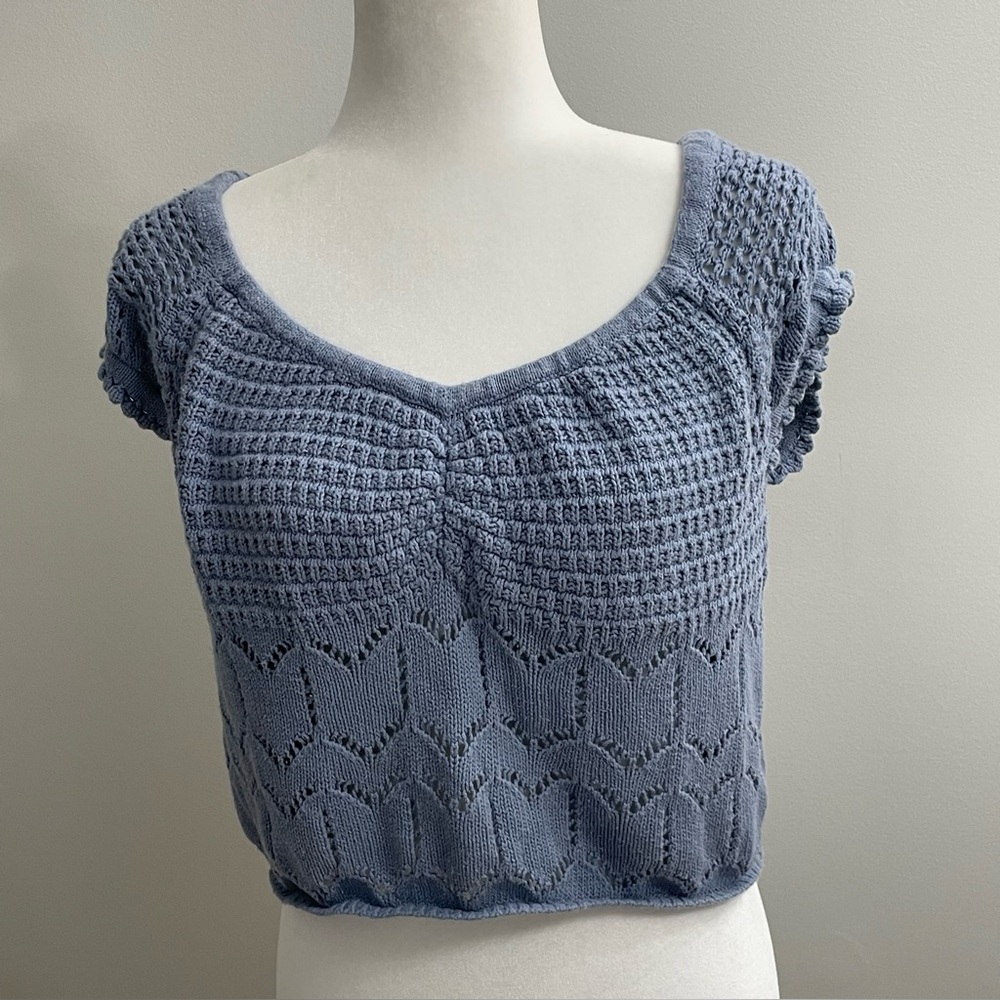 Aeropostale Women’s Crochet Crop Top Sz XL Light Blue